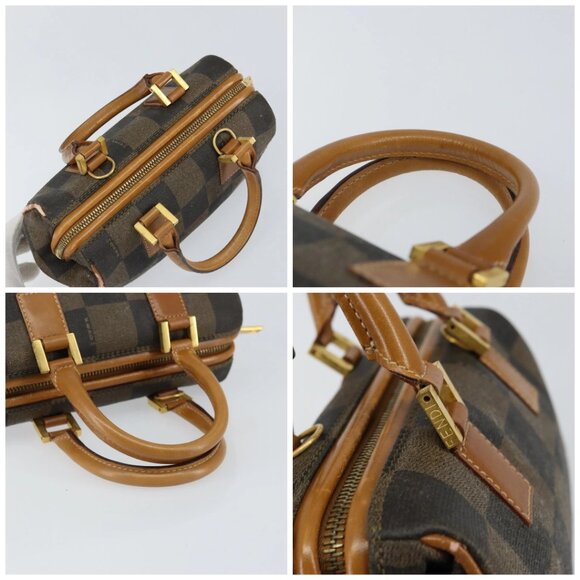 FENDI Pecan Canvas Hand Bag PVC Black Brown Auth 150072 - Picture 16 of 16